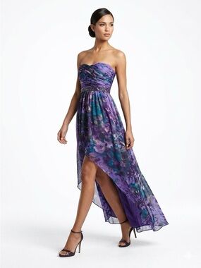 Jump Apparel Strapless Purple Floral High-Low Formal Dress Size 3/4